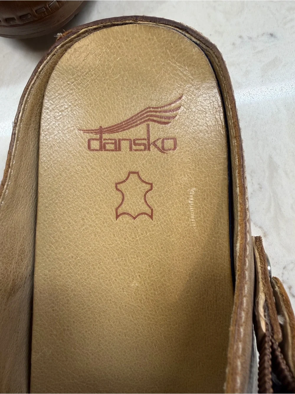 Dansko Pearson Brown Leather Clogs Size 37 with Buckle Excellent Condition